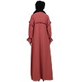 Front open classic frill abaya- Rose Bricks